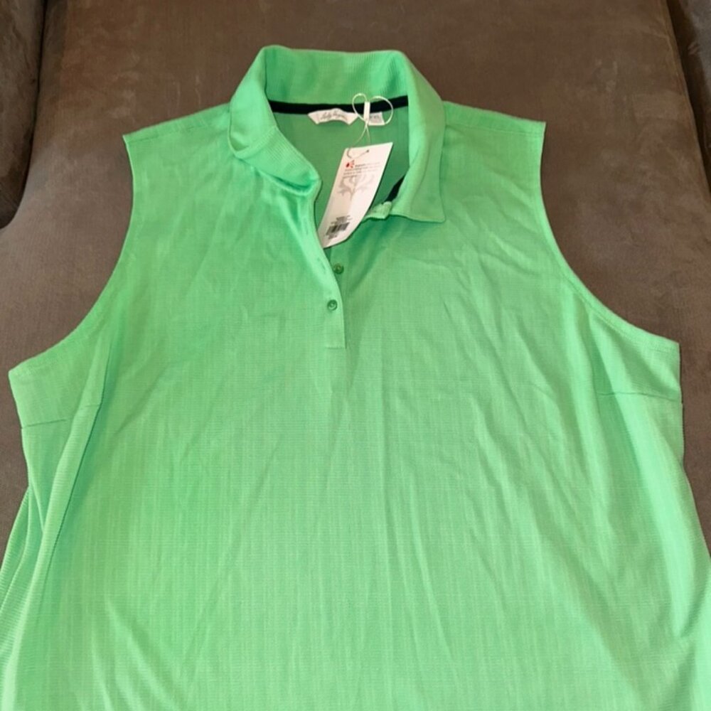 Lady Hagen Sleeveless Collared Polo Golf Shirt - Textured - Green - XXL